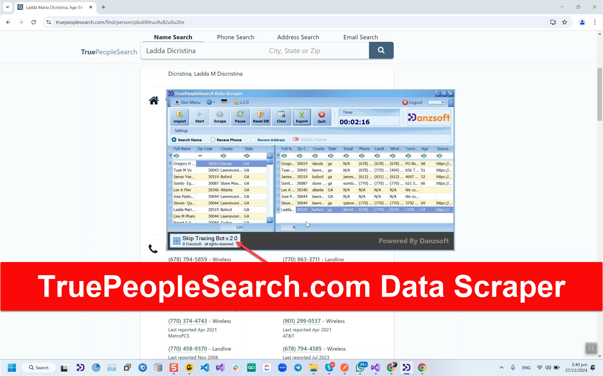 Truepeoplesearch data scraper